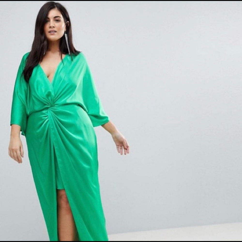 Green ASOS Kimono Twist Dress